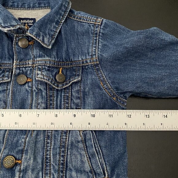 Baby GAP Denim Jacket Infant 6-12 Months Blue Snap Button Trucker 100% Cotton - Picture 11 of 12
